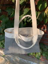 stripe reversible bag - deep black