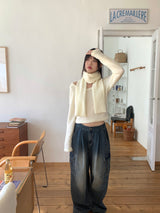 [Wool 20] Baffe Bubble Deep Unneck Knit Scarf Set