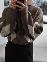 ASCLO Mohair Argyle V Cardigan (3color)