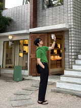 ドットバックベンドワンタックセミワイドスラックス / Dot Back-Bend One Tuck Semi-Wide Slacks (4 colors)