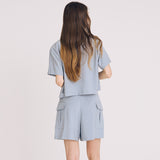 カーゴピンタックハーフパンツ / CARGO PINTUCK HALF PANTS (SKYBLUE)