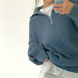 Quarter Zip Waffle Knit Top