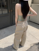 ヘンタ Y2K ホルターネックカラーツーウェイデニムクロップドベストジップアップ / Henta Y2K Halterneck Collar Two-Way Denim Cropped Vest Zip-Up