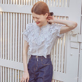 フリルウィングリボンブラウス / Frill Wing Ribbon Blouse (FLOWER)