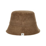 Wide Corduroy Label Bucket Hat Brown