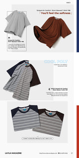ストライプエアコンフォートショートスリーブTシャツT68/Striped Air Comfort Short Sleeved T-Shirt T68 Orange