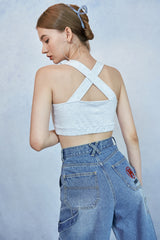 HIDE Cross Bra Top (White Melange) (6570976018550)