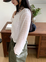 Tatsu interseason punching string lace long sleeve cardigan