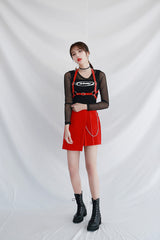 レイヤードロングスリーブメッシュトップ/TOP(6348) Layered Long Sleeve Mesh Tee