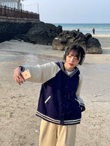 Navi button hood cardigan 