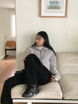アンコモヘアアンゴラツーウェイフード付きジップアップ