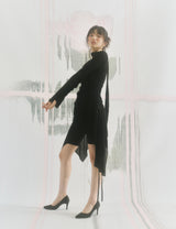 Shirring Cowl Neck Blouse (BLACK)