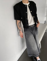 No.0164 snap tweed crop half JK