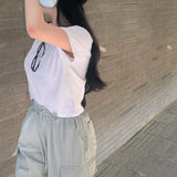 デイリーラベルセミクロップショートスリーブTシャツ