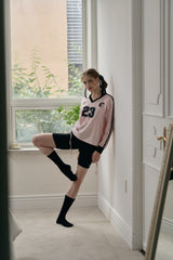 Schnee Football Team Shirring T Shirt - Rose pink