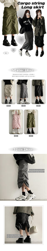 Nefside cargo string long skirt