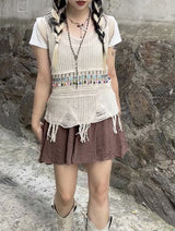 エスニックビンテージニーズニットスリーブレス / Ethnic Vintage Beads Knit Sleeveless