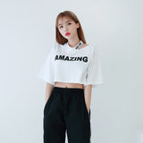 チョーカーショートスリーブクロップTシャツ / TOP(6656) Choker Short Sleeve Crop Tee