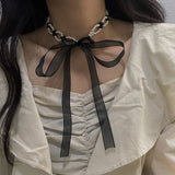 ミックスパールリボンタイチョーカー / mix pearl ribbon tie choker