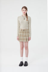 スモールチェリークロップ丈ニット／SMALL CHERRY CABLE CROP KNIT [CREAM]