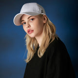 Stud logo over fit ball cap white
