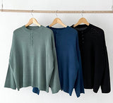 モカラウンドボタンニット/MOCA ROUND BUTTON KNIT(6COLOR)