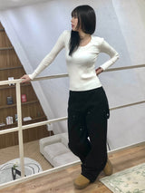 ユニスUネックスリムフィットニット
