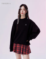 Tartan Check Dual Belted Pleated Mini Skirt Check Red