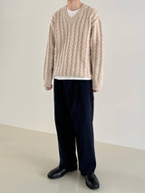 Double twist V neck knit 