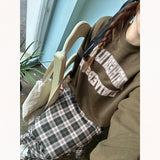 CHECK FRILL BANDING LONG SKIRT