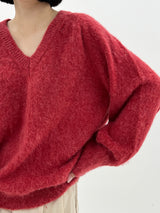 Vネックブラッシュアルパカニット/V-neck brush alpaca knit (2color)