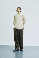 バウクルサンデイジーカラーハーフニット / BOUCLE SUNDAISY COLLAR HALF KNIT BEIGE