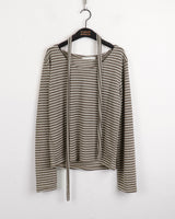 Town Scarf Set Striped Linen Long Sleeve T-Shirt
