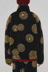 COIN JACQUARD FLEECE JACKET / BLACK (6601036988534)