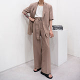 SI ハイウエストフレアベルトスラックス / SI High Waist Flare Belt Slacks (2 colors)