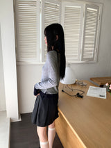 Ann's layered color combination round long-sleeved warmer T-shirt