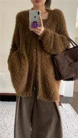 アンゴラカーディガン / brown angora cardigan