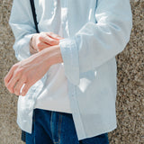 リネンビックオーバーシャツ/LinenLinen Big Overfit Crayon Stripe Shirt S81 Light Blue