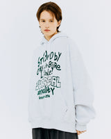 オーバーサイズタイポフーディー/OVER SIZE TYPO HOODIE-WHITE MELANGE