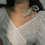 ミックスパールリボンタイチョーカー / mix pearl ribbon tie choker