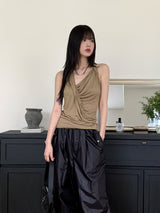 Cotyl Unfoot Wrap Shirring Draping Sleeveless Sleeveless