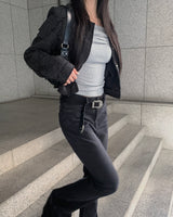 Long roof denim boots cut pants