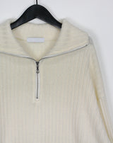 リブハーフジップアップニット / Ribbed Half Zip Up Knit (4color)