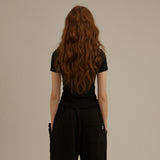 フックアイスリットタイトTシャツ/[LSD Runway]Hook-Eye Slit Tight T-Shirt