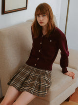 WOOL BLENDED BASIC CARDIGAN BURGUNDY
