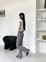 デイジーカーゴセミブーツカットロングコットンパンツ/Daisy Cargo Semi Bootcut Long Cotton Pants