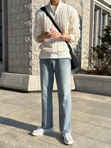 LMN ミュートワイドデニムパンツ / LMN Mute Wide Denim Pants (blue)