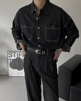 ECTフェイクデニムワイドパンツ / ECT Fake Denim Wide Pants (Set - Up / 1 color)