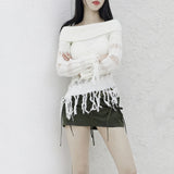 [NONCODE] Rumble Off-Shoulder Unbalanced Knitwear
