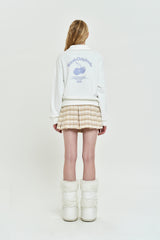 CHERRY BUTTON POINT PLEATS SKIRT[LIGHT BEIGE]